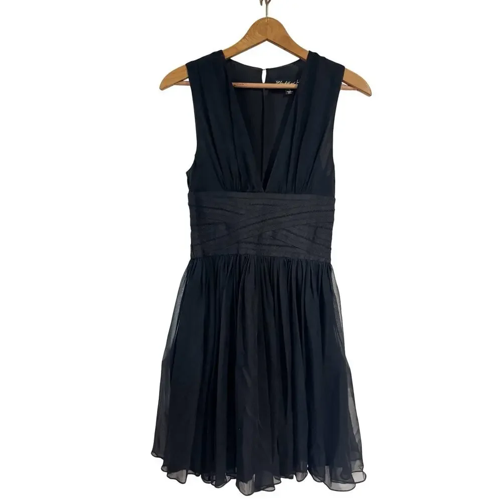 Elizabeth And James Women's Black‎ Jana Print Silk Chiffon Dress Size 6